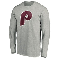 Heathered Gray Philadelphia Phillies Cooperstown Collection Huntington Logo Long Sleeve T-Shirt