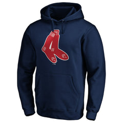 Navy Boston Red Sox Cooperstown Collection Huntington Logo Fitted Pullover Hoodie