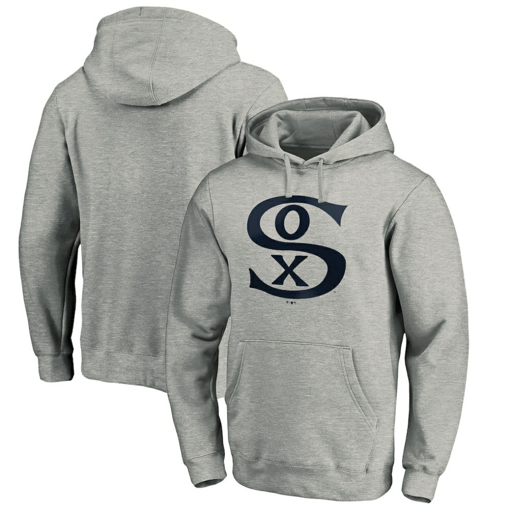 Heather Gray Chicago White Sox Cooperstown Collection Huntington Logo Fitted Pullover Hoodie