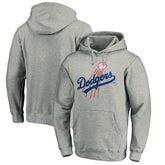 Heather Gray Los Angeles Dodgers Cooperstown Collection Huntington Logo Fitted Pullover Hoodie
