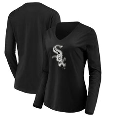 Black Chicago White Sox Women's Core Distressed Team Long Sleeve T-Shirt