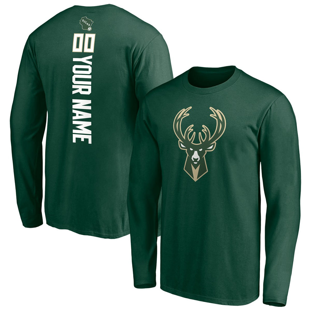 Milwaukee Bucks Playmaker Personalized Name & Number Long Sleeve T-Shirt