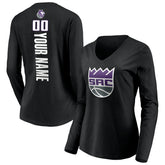 Sacramento Kings Women's Playmaker Personalized Name & Number Long Sleeve V-Neck T-Shirt