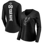 San Antonio Spurs Women's Playmaker Personalized Name & Number Long Sleeve V-Neck T-Shirt