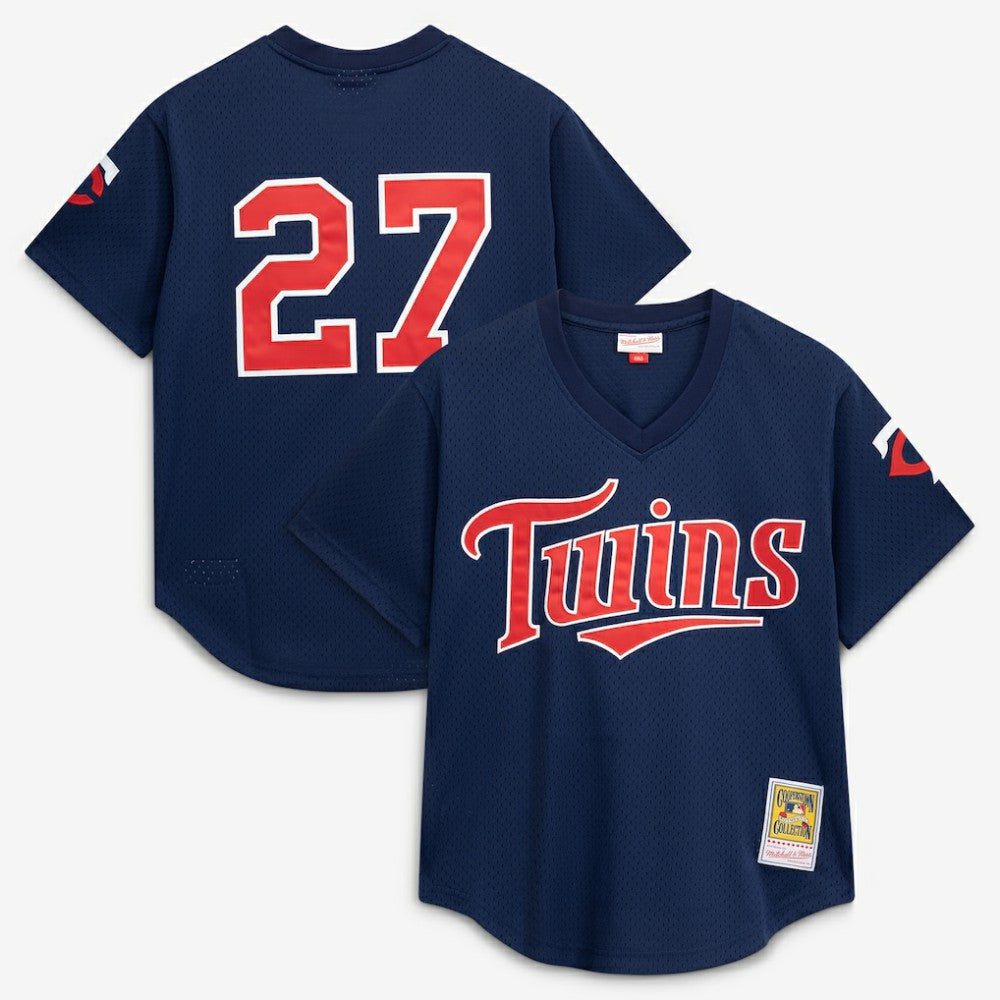 Navy David Ortiz Minnesota Twins Mitchell & Ness 2002 Cooperstown Collection Mesh Batting Practice Jersey
