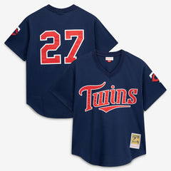 Navy David Ortiz Minnesota Twins Mitchell & Ness 2002 Cooperstown Collection Mesh Batting Practice Jersey