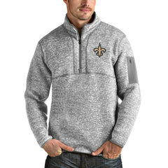 Antigua Team Logo Fortune Quarter-Zip Pullover Jacket - New Orleans Saints Pullover