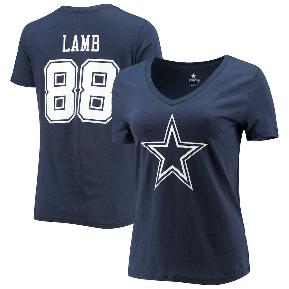CeeDee Lamb Women's Player Icon Name & Number V-Neck T-Shirt - Dallas Cowboys T-shirts