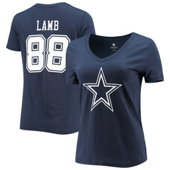 CeeDee Lamb Women's Player Icon Name & Number V-Neck T-Shirt - Dallas Cowboys T-shirts