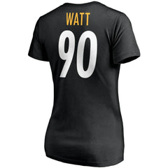 T.J. Watt Women's Player Icon Name & Number V-Neck T-Shirt - Pittsburgh Steelers T-shirts