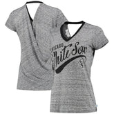 Black Chicago White Sox Touch Women's Hail Mary V-Neck Back Wrap T-Shirt