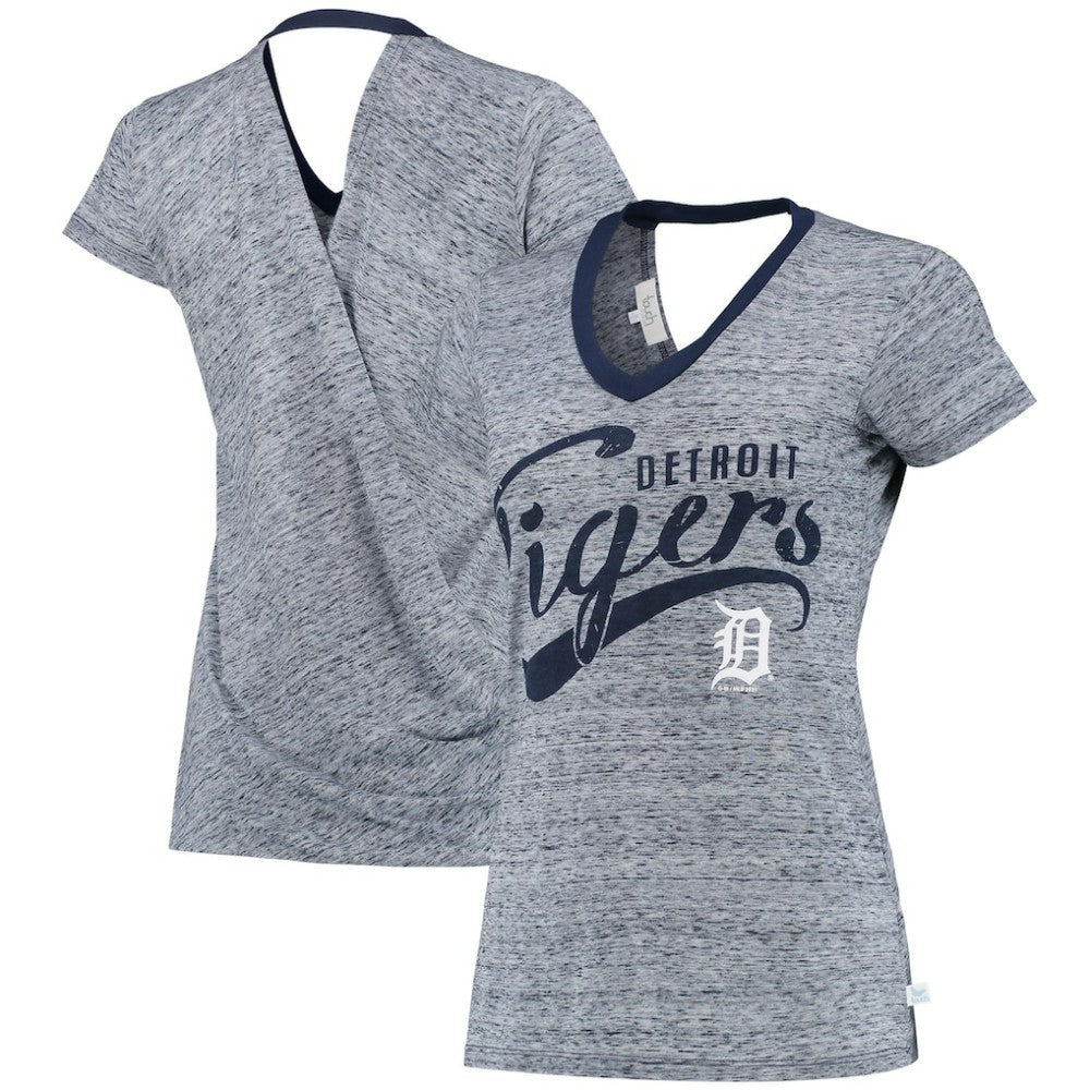 Navy Detroit Tigers Touch Women's Hail Mary V-Neck Back Wrap T-Shirt
