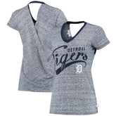 Navy Detroit Tigers Touch Women's Hail Mary V-Neck Back Wrap T-Shirt