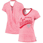 Red Washington Nationals Touch Women's Hail Mary V-Neck Back Wrap T-Shirt