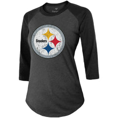 Chase Claypool Women's Team Player Name & Number Tri-Blend Raglan 3/4-Sleeve T-Shirt - Pittsburgh Steelers T-shirts