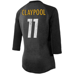 Chase Claypool Women's Team Player Name & Number Tri-Blend Raglan 3/4-Sleeve T-Shirt - Pittsburgh Steelers T-shirts
