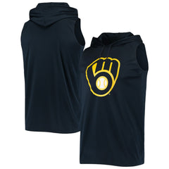 Navy Milwaukee Brewers Stitches Sleeveless Pullover Hoodie
