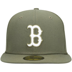 Olive Boston Red Sox New Era White Logo 59FIFTY Fitted Hat