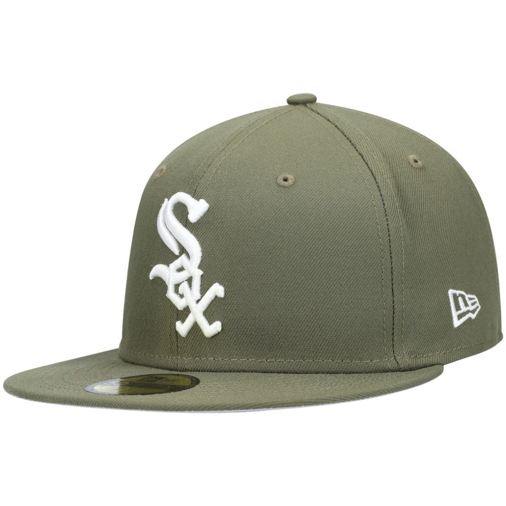 Olive Chicago White Sox New Era White Logo 59FIFTY Fitted Hat