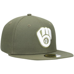 Olive Milwaukee Brewers New Era White Logo 59FIFTY Fitted Hat