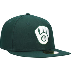 Green Milwaukee Brewers New Era White Logo 59FIFTY Fitted Hat