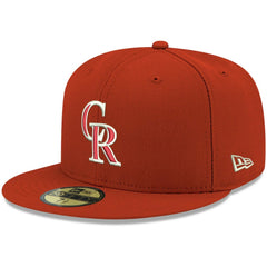 Red Colorado Rockies New Era White Logo 59FIFTY Fitted Hat