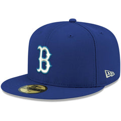 Royal Boston Red Sox New Era White Logo 59FIFTY Fitted Hat