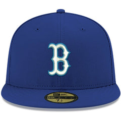 Royal Boston Red Sox New Era White Logo 59FIFTY Fitted Hat
