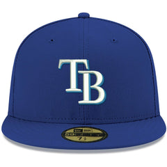 Royal Tampa Bay Rays New Era White Logo 59FIFTY Fitted Hat