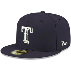 Navy Texas Rangers New Era White Logo 59FIFTY Fitted Hat