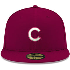 Cardinal Chicago Cubs New Era White Logo 59FIFTY Fitted Hat