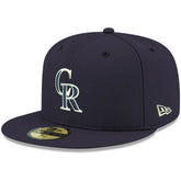 Navy Colorado Rockies New Era White Logo 59FIFTY Fitted Hat