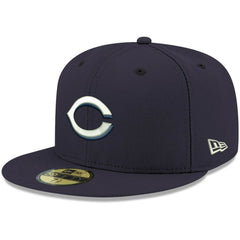 Navy Cincinnati Reds New Era White Logo 59FIFTY Fitted Hat