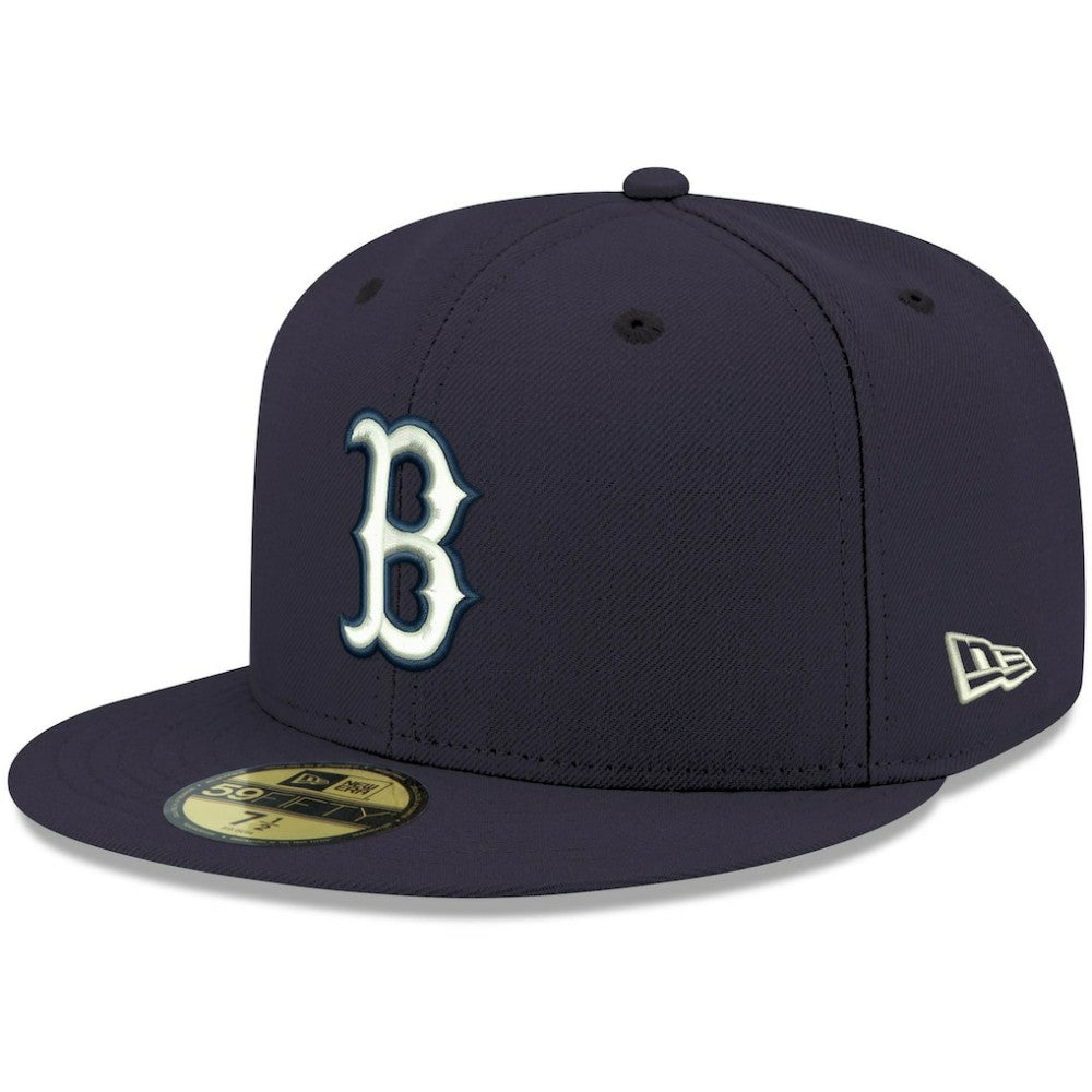Navy Boston Red Sox New Era White Logo 59FIFTY Fitted Hat