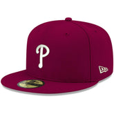 Cardinal Philadelphia Phillies New Era White Logo 59FIFTY Fitted Hat