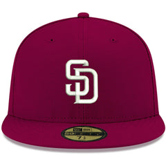 Cardinal San Diego Padres New Era White Logo 59FIFTY Fitted Hat