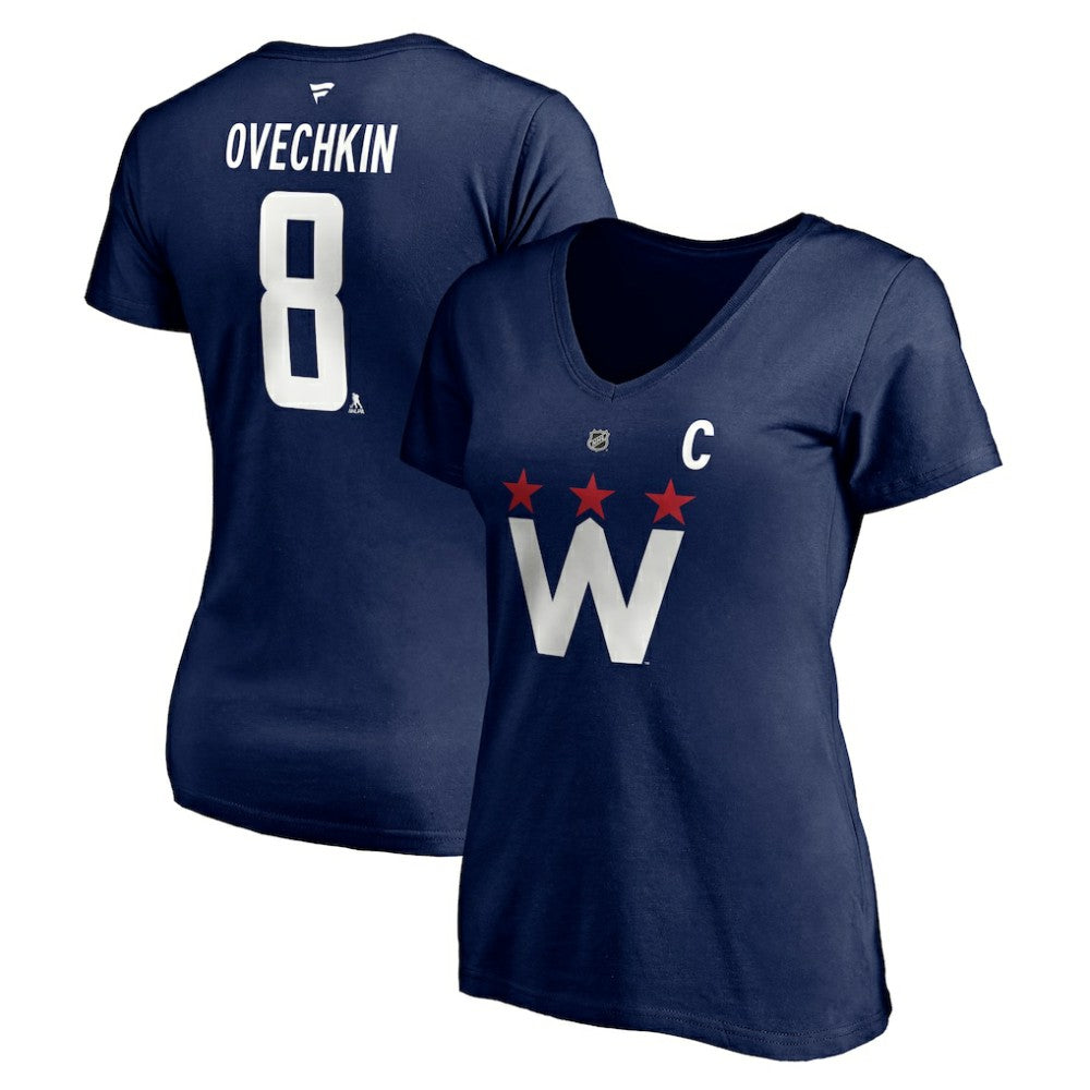 NHL Alexander Ovechkin Washington Capitals Fanatics Women's Authentic Stack Name & Number V-Neck T-Shirt