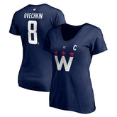 NHL Alexander Ovechkin Washington Capitals Fanatics Women's Authentic Stack Name & Number V-Neck T-Shirt