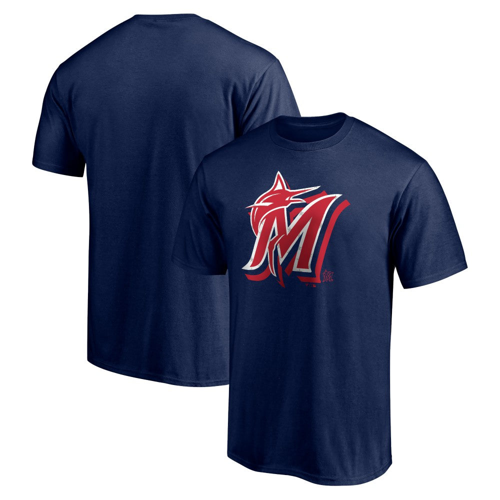 Navy Miami Marlins Red White and Team T-Shirt
