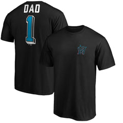 Black Miami Marlins Number One Dad T-Shirt