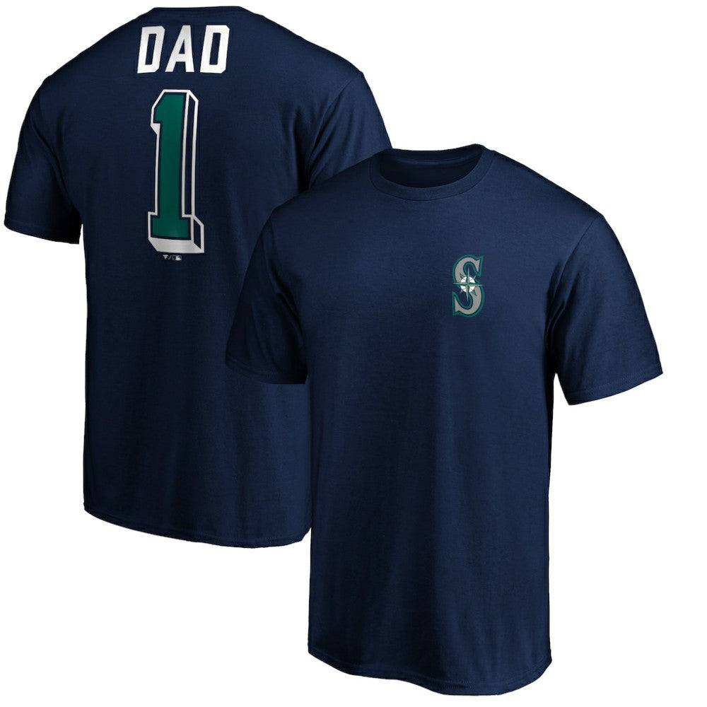 Navy Seattle Mariners Number One Dad T-Shirt