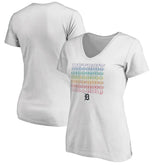 White Detroit Tigers Women's City Pride V-Neck T-Shirt