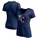 Navy Kansas City Royals Women's Red White and Team V-Neck T-Shirt