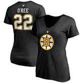 NHL Willie O'Ree Boston Bruins Fanatics Women's Authentic Stack Retired Player Name & Number V-Neck T-Shirt