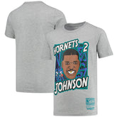 Mitchell & Ness Larry Johnson Charlotte Hornets Youth Hardwood Classics King of the Court Player T-Shirt