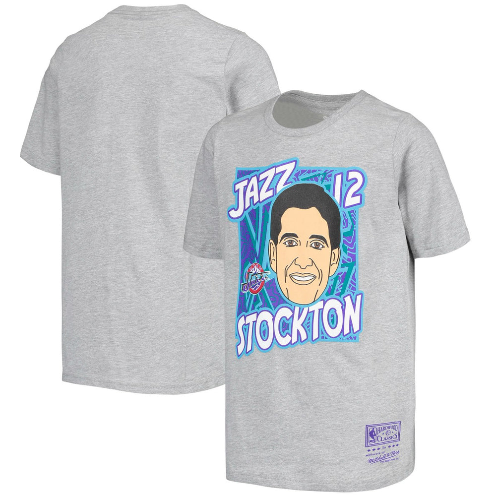 Mitchell & Ness John Stockton Utah Jazz Youth Hardwood Classics King of the Court Player T-Shirt