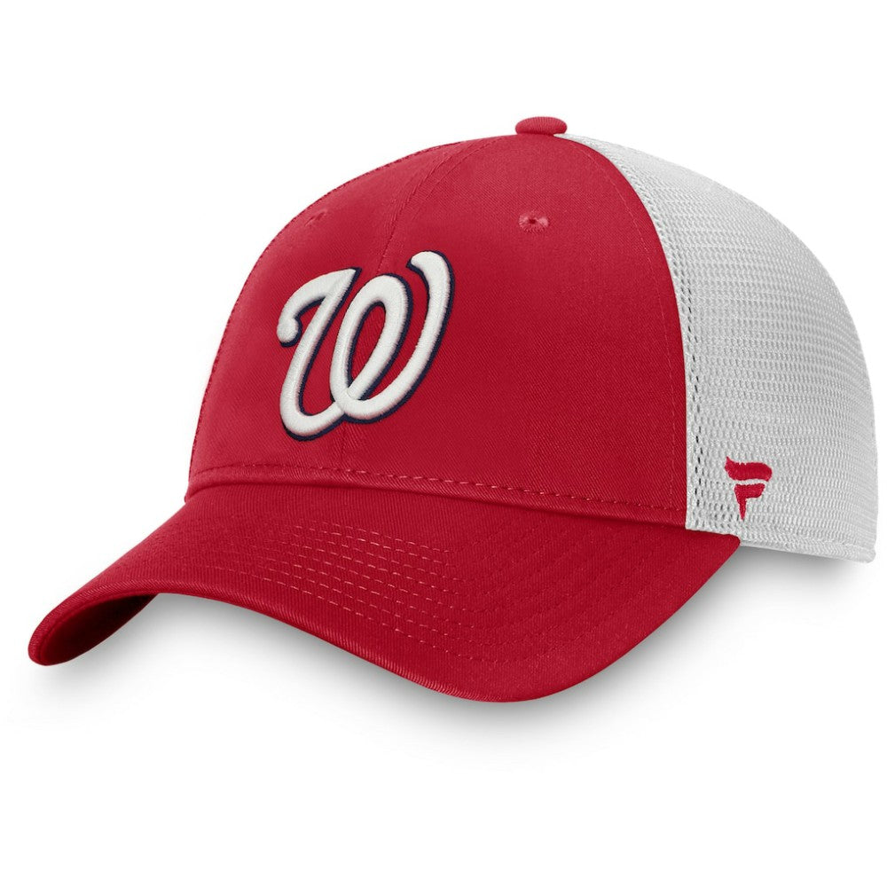 Red/White Washington Nationals Fanatics Team Core Unstructured Trucker Adjustable Hat