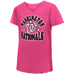 Pink Washington Nationals New Era Girl's Youth Jersey Stars V-Neck T-Shirt