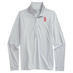 Heather Gray Boston Red Sox Vineyard Vines Women's Stripe Sankaty Half-Zip Pullover Top