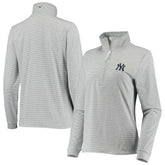Heather Gray New York Yankees Vineyard Vines Women's Stripe Sankaty Half-Zip Pullover Top